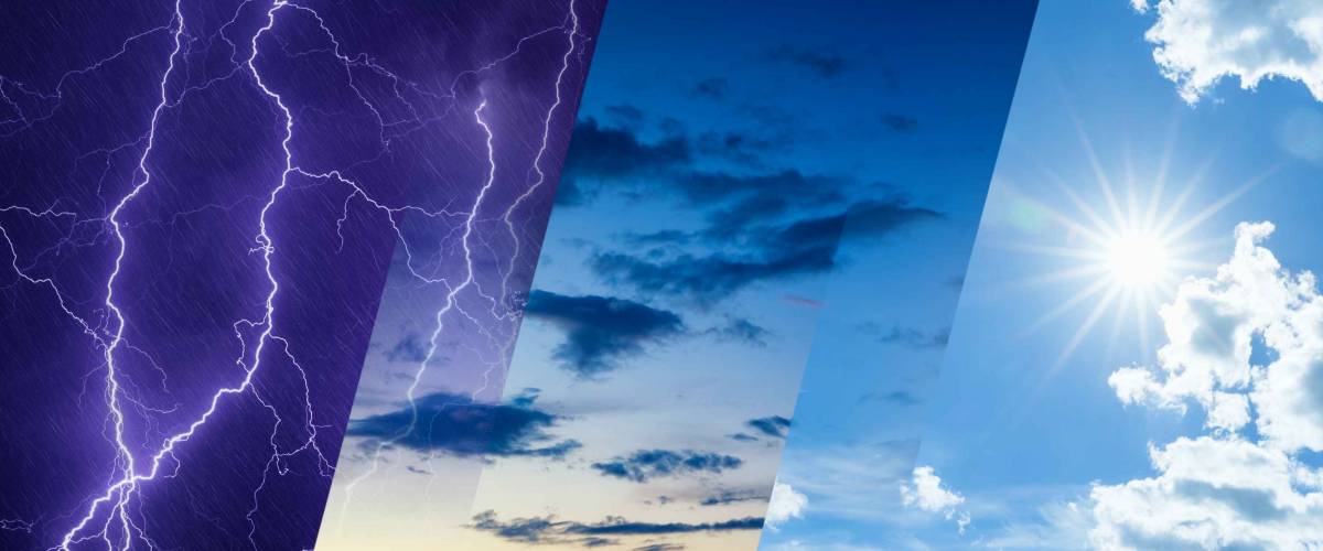 Weather forecast concept with different conditions