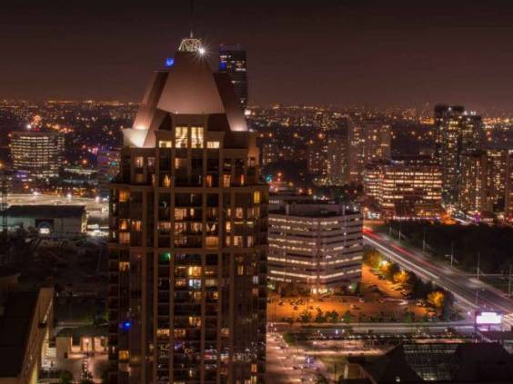 Mississauga brampton peel region city night panorama skyline in Toronto Ontario Canada