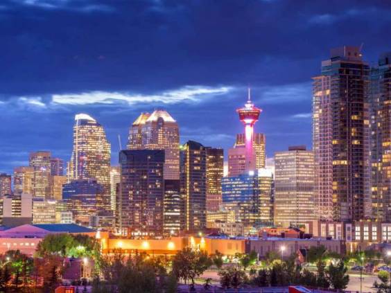 Calgary city skyline at night