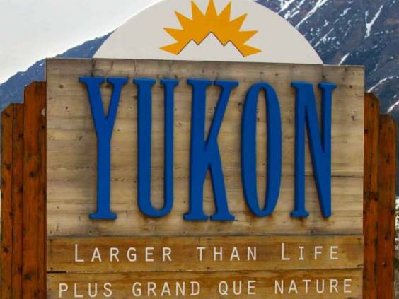 Yukon Territories Road Sign - along highway entering the Yukon from Alaska