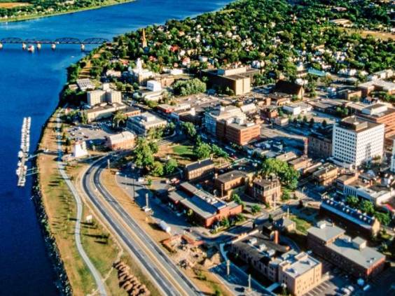 Aerial of Fredericton, New Brunswick, Canada