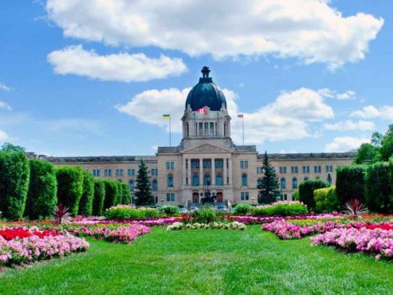 A beautiful flowerbed in front of Legislature building, Regina, Saskatchewan