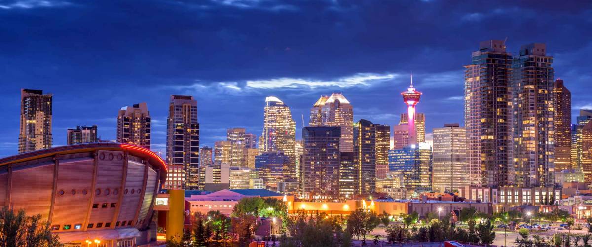 Calgary city skyline at night