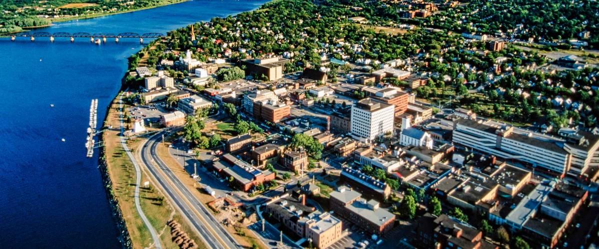 Aerial of Fredericton, New Brunswick, Canada