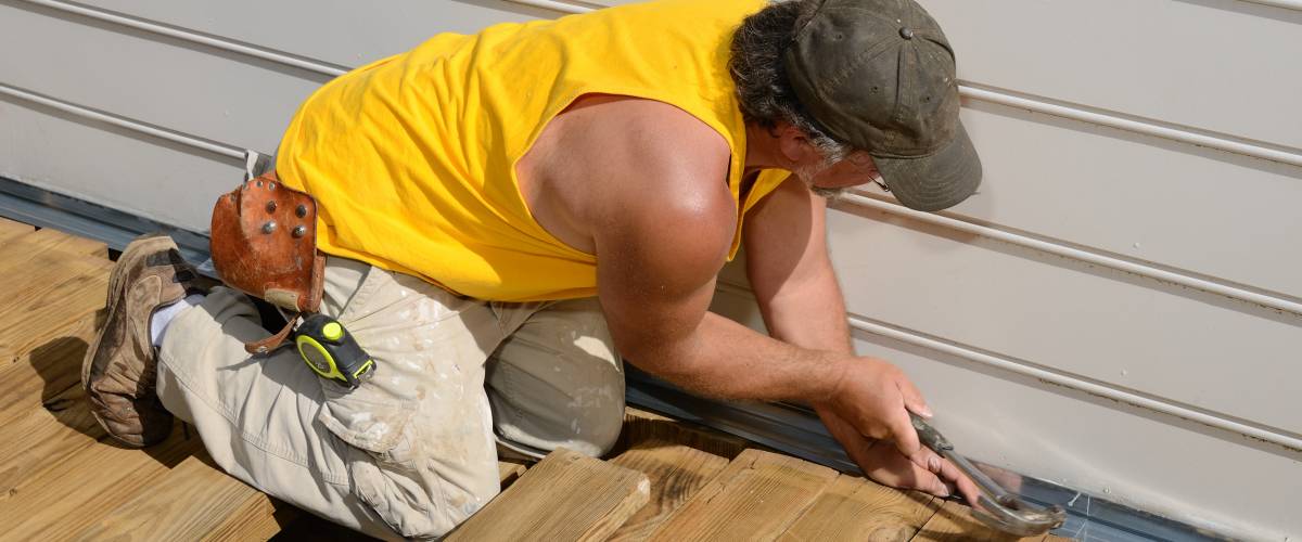 Carpenter working on deck