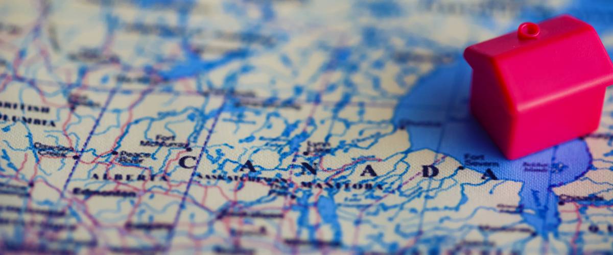 Canada map with red house