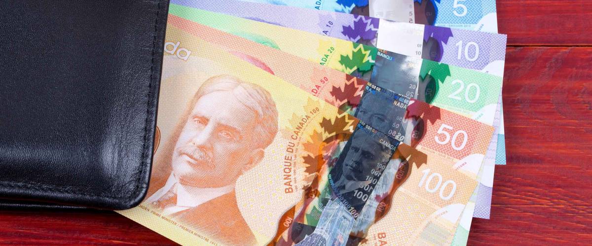 Canadian money in the black wallet