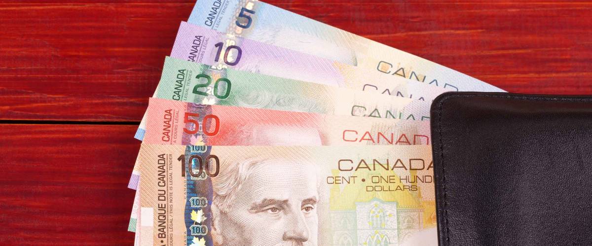 Canadian money in the black wallet