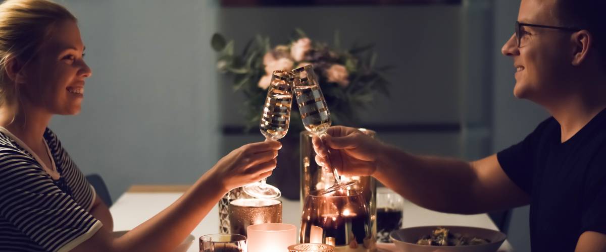 Couple enjoying dinner out together