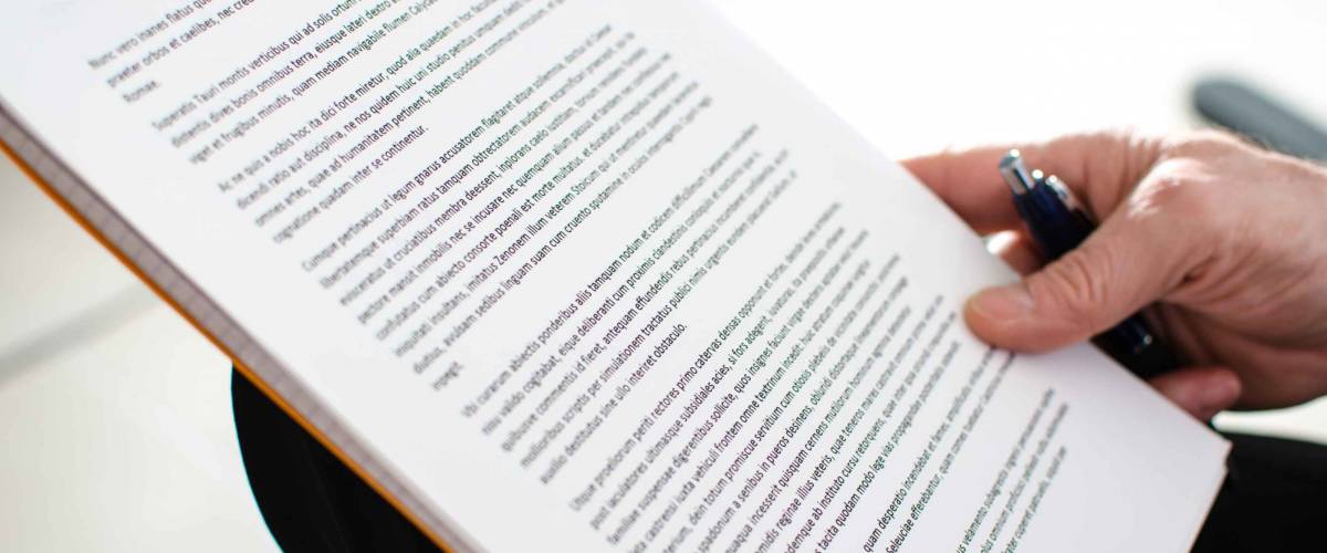 Reading documents, closeup
