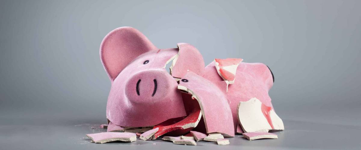 Broken piggy bank.