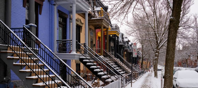houses, winter, Montreal