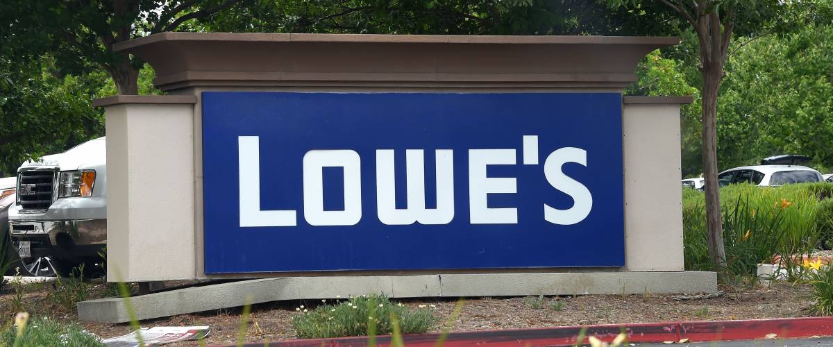 Blue Lowe's sign in a parking lot