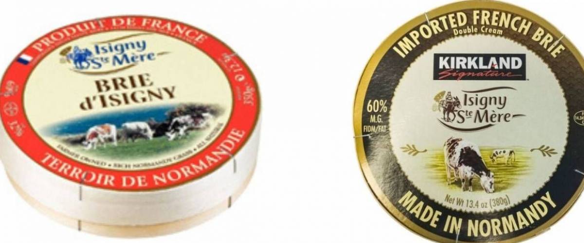 Isigny Ste Mere brie y Kirkland Signature brie