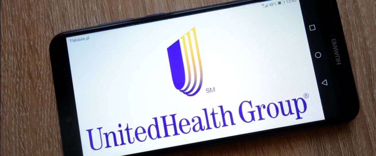 UnitedHealth Group logo displayed on smartphone