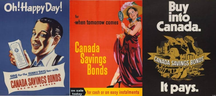 Canada Savings Bond advertisements from past decades