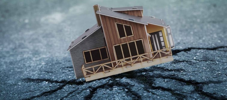 Earthquake crisis house risk insurance concept