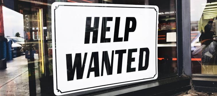 Help wanted sign in window