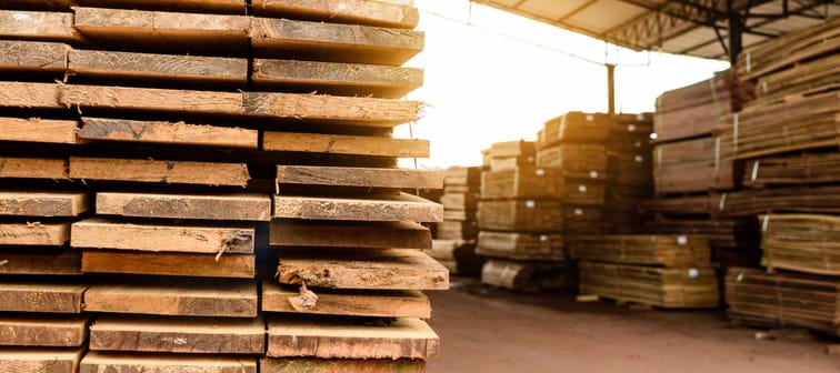 Wood factory stock and lumber board with nature business export