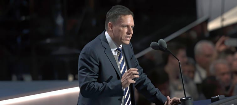 Peter Thiel co-founder of PayPal Inc addresses the Republican National Nominating Convention.