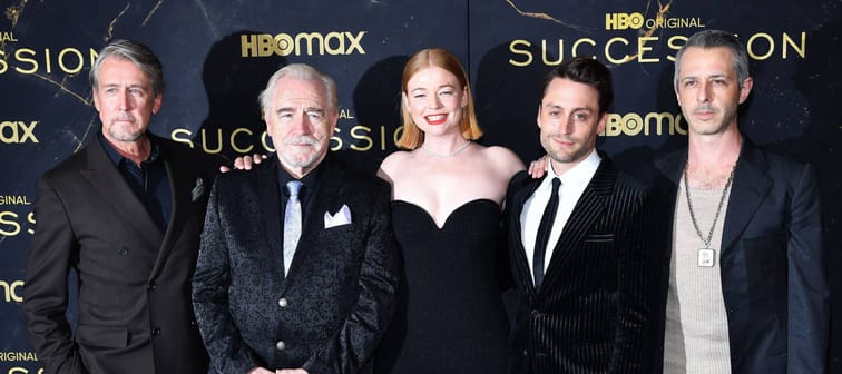 Alan Ruck, Brian Cox, Sarah Snook, Kieran Culkin, and Jeremy Strong at the season three premiere of HBO’s “Succession,” New York, N.Y., Oct. 12, 2021.
