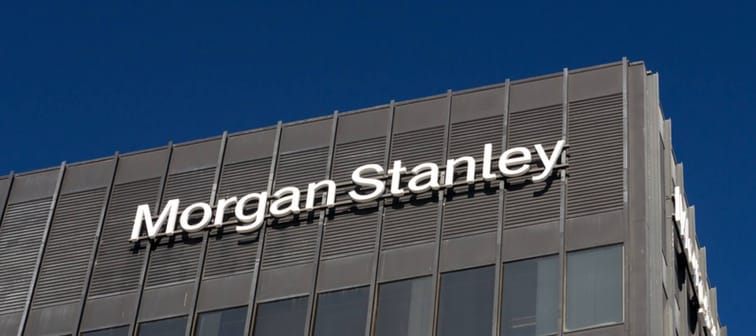 Morgan Stanley building and logo.