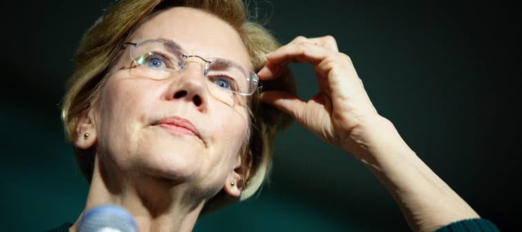 In this March 15, 2019, file photo, then-presidential candidate Elizabeth Warren campaigns in Exeter, N.H.